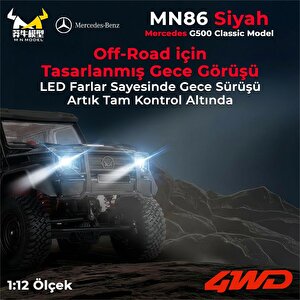 Mn Model Mn86 1/12 G-wagon Mercedes G500 4wd Rc Crawler Offroad Uzaktan Kumandalı Araba Arazi Aracı Rc Model Car Truck Rtr Siyah+d
