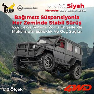 Mn Model Mn86 1/12 G-wagon Mercedes G500 4wd Rc Crawler Offroad Uzaktan Kumandalı Araba Arazi Aracı Rc Model Car Truck Rtr Siyah+d