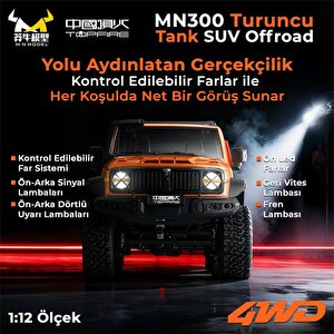 Mn Model Mn300 1/12 Tank Suv 4wd Rc Crawler Offroad Uzaktan Kumandalı Araba Arazi Aracı Model Car Truck Rtr Turuncu Mn-300 +dahili