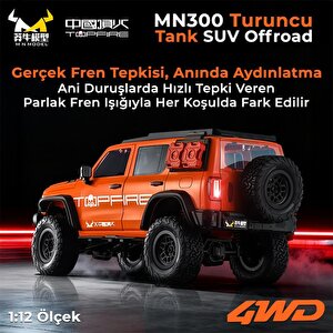 Mn Model Mn300 1/12 Tank Suv 4wd Rc Crawler Offroad Uzaktan Kumandalı Araba Arazi Aracı Model Car Truck Rtr Turuncu Mn-300 +dahili