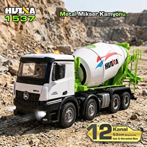 Huina 1537 1/14 12ch Profesyonel Rc Uzaktan Kumandalı İş Makinesi Beton Mikser Çimento Kamyonu İnşaat Aracı