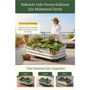 Modüler Yükseltilmiş Balkon Ve Teras Tekerlekli Sebze Yatağı No:4 (110x60) Gri