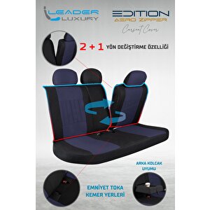Fiat Egea Lounge Plus Lüx Deri Detaylı Tay Tüyü Oto Koltuk Kılıfı Ön Arka Takım Edition Serisi Lacivert Lacivert