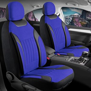 Honda Jazz Lüx Deri Detaylı Tay Tüyü Oto Koltuk Kılıfı Ön Arka Takım Edition Serisi Mavi Mavi