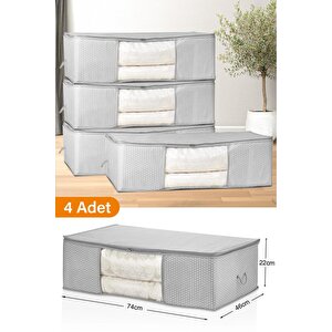 4 Adet - Pencereli Mega Boy Baza Altı Gri Benekli Hurç 74 X 46 X 22 Cm