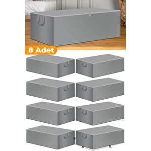 8 Adet - Gri Büyük Boy Baza Altı Ve Çekyat Tipi Hurç 65 X 45 X 22 Cm
