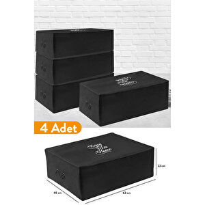 4 Adet - Büyük Boy Baza Altı Siyah Hurç 62 X 46 X 22 Cm