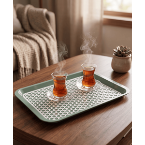 Kaydırmaz Tabanlı Servis Tepsi Sunum Tepsisi Orta Boy-1136-01 Bordo,yeşil