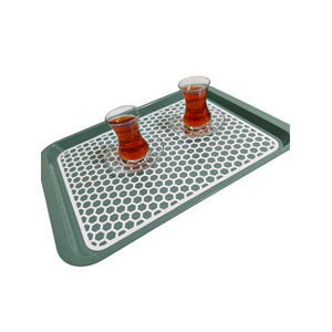 Kaydırmaz Tabanlı Servis Tepsi Sunum Tepsisi Orta Boy-1136-01 Bordo,yeşil