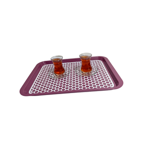 Kaydırmaz Tabanlı Servis Tepsi Sunum Tepsisi Orta Boy-1136-01 Bordo,yeşil
