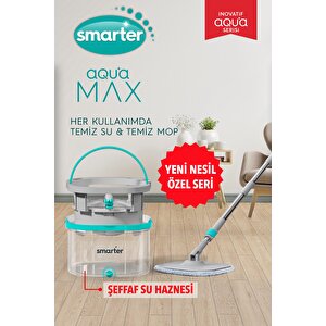 Aqua Max Özel Seri̇ Şeffaf Temiz & Kirli Suyu Ayırma Çift Kova Temizlik Seti Mop Paspas