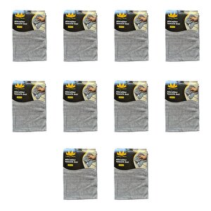 Miss Clean Mikrofiber Kareli Yüzey Cam Temizlik Bezi 50x70 Cm Süper Emici - 320 Gr. - Gri - 10 Adet