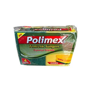 Polimex 4'lü Endüstriyel Büyük Boy Oluklu Bulaşık Süngeri - 4,5 X 9 X 12 Cm. - 4 Adetlik 5 Paket