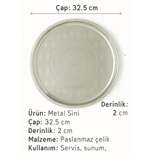 32,5 Cm Çelik Sini Tepsi – Paslanmaz, Yer Sofrası Ve Çay Sunumu İçin Pratik Ürün