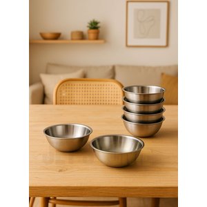 6\'lı Set Sağlıklı Paslanmaz Çelik Kase - Çok Yönlü Çorba, Salata Ve Meyve Kabı 350 Ml No 1