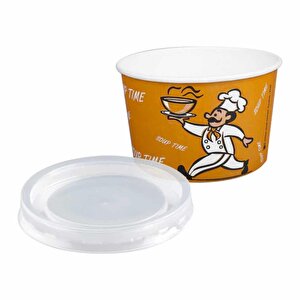 Yücecup Kraft Kağıt Şeffaf Kapaklı Çorba Kasesi - 14 Oz - 480 Ml. - 50 Adet / Kase + Kapak