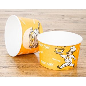 Yücecup Kraft Kağıt Şeffaf Kapaklı Çorba Kasesi - 16 Oz - 480 Ml. - 50 Adet / Kase + Kapak