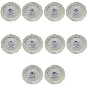 Mika Plastik Parti Davet Sunum Servis Sert Mika Tabak - 26 Cm. - Krem - 6 Adetlik 10 Paket