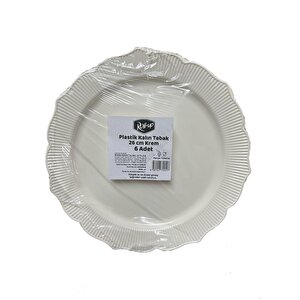 Mika Plastik Parti Davet Sunum Servis Sert Mika Tabak - 26 Cm. - Krem - 6 Adetlik 10 Paket
