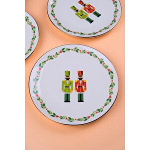 Tabak Evi Porselen Altın Yaldızlı Kurşun Asker Pasta Tabağı 20,50cm 2 Li