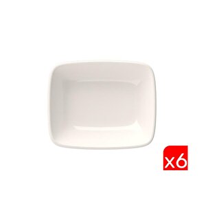 Tabak Evi Porselen Quadro Dikdörtgen Kayık Tabak 12x8,50cm 6 Lı