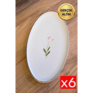 Tabak Evi Porselen Natura Çuha Altın Yaldızlı Dik Yanaklı Kayık 32,50x17x2,50cm 6 Lı