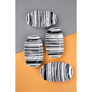 Tabak Evi Porselen Sidereal Oval Kayık Tabak 15x8,5x2cm 4 Parça