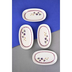 Tabak Evi Porselen Morden Oval Kayık Tabak 15x8,5x2cm 4 Parça