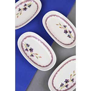 Tabak Evi Porselen Morden Oval Kayık Tabak 15x8,5x2cm 4 Parça
