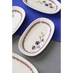 Tabak Evi Porselen Morden Oval Kayık Tabak 15x8,5x2cm 4 Parça