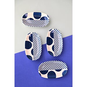 Tabak Evi Porselen Spotty Oval Kayık Tabak 15x8,5x2cm 4 Parça