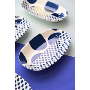 Tabak Evi Porselen Spotty Oval Kayık Tabak 15x8,5x2cm 4 Parça