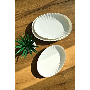 Bone Luz Form Kayık Tabak Seti Platin 3 Parça