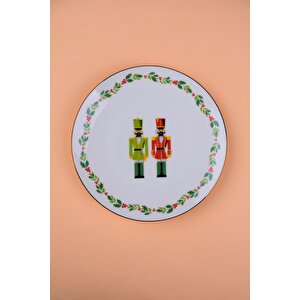 Tabak Evi Porselen Altın Yaldızlı Kurşun Asker Pasta Tabağı 20,50cm Tekli