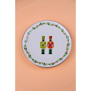 Tabak Evi Porselen Altın Yaldızlı Kurşun Asker Pasta Tabağı 20,50cm Tekli