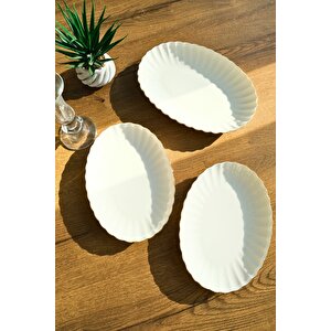 Bone Luz Form Kayık Tabak Seti Altın 3 Parça
