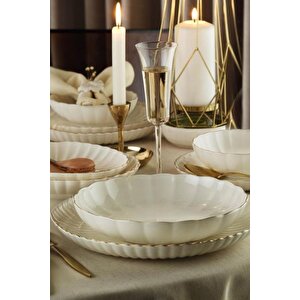 Bone Luz Form Altın Yaldızlı Yemek Takımı 4 Kişilik 12 Parça