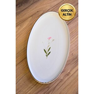 Tabak Evi Porselen Natura Çuha Altın Yaldızlı Dik Yanaklı Kayık 32,50x17x2,50cm Tekli