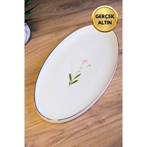 Tabak Evi Porselen Natura Çuha Altın Yaldızlı Dik Yanaklı Kayık 32,50x17x2,50cm Tekli