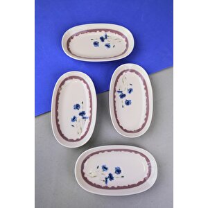 Tabak Evi Porselen Morden Oval Kayık Tabak 19x11x2,50cm 4 Parça