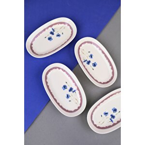 Tabak Evi Porselen Morden Oval Kayık Tabak 19x11x2,50cm 4 Parça
