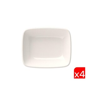 Tabak Evi Porselen Quadro Dikdörtgen Kayık Tabak 12x8,50cm 4 Lü