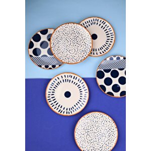 Tabak Evi Porselen Spotty Karma Pasta Tabağı Seti 19,50cm 6 Kişilik 6 Parça