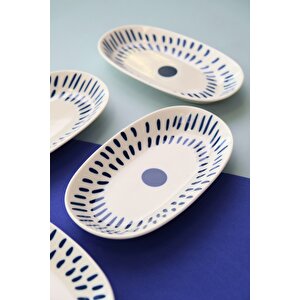 Tabak Evi Porselen Spotty Oval Kayık Tabak 19x11x2,50cm 4 Parça