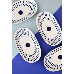 Tabak Evi Porselen Spotty Oval Kayık Tabak 19x11x2,50cm 4 Parça