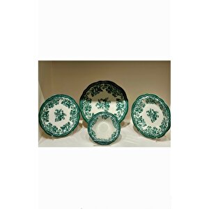 Porser Porselen Fulya Velour Green Yemek Takımı 6 Kişilik 24 Parça