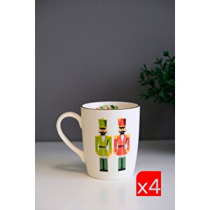 Tabak Evi Porselen Altın Yaldızlı Kurşun Asker Kulplu Mug Kupa 9cm 220ml 4 Lü