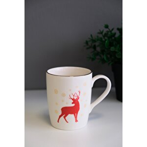 Tabak Evi Porselen Altın Yaldızlı Geyik Kulplu Mug Kupa 9cm 220ml 4 Lü