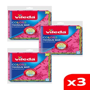3 Paket 4 Lü Colors Renkli Mutfak Bezi