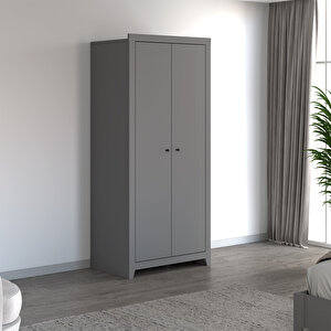 İnarch Dizayn Bled 2 Kapaklı Gardırop – Şık Ve Minimalist Yatak Odası Dolabı Gri
